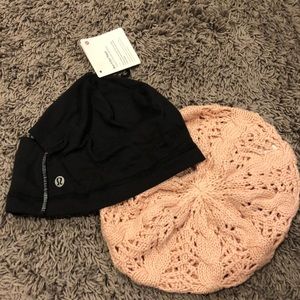 Bundle of Lululemon beanie and pink beanie